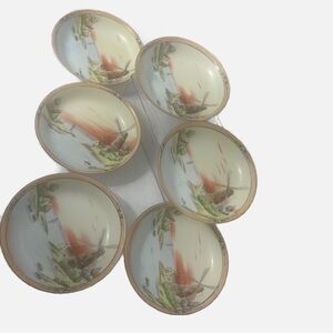 Vintage Handpainted Porcelain Nippon Japan Dessert Salad Bowls Set of 6 Windmill